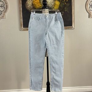 Seven7 Blue White Striped High Rise Straight Jeans Railroad Size 4
